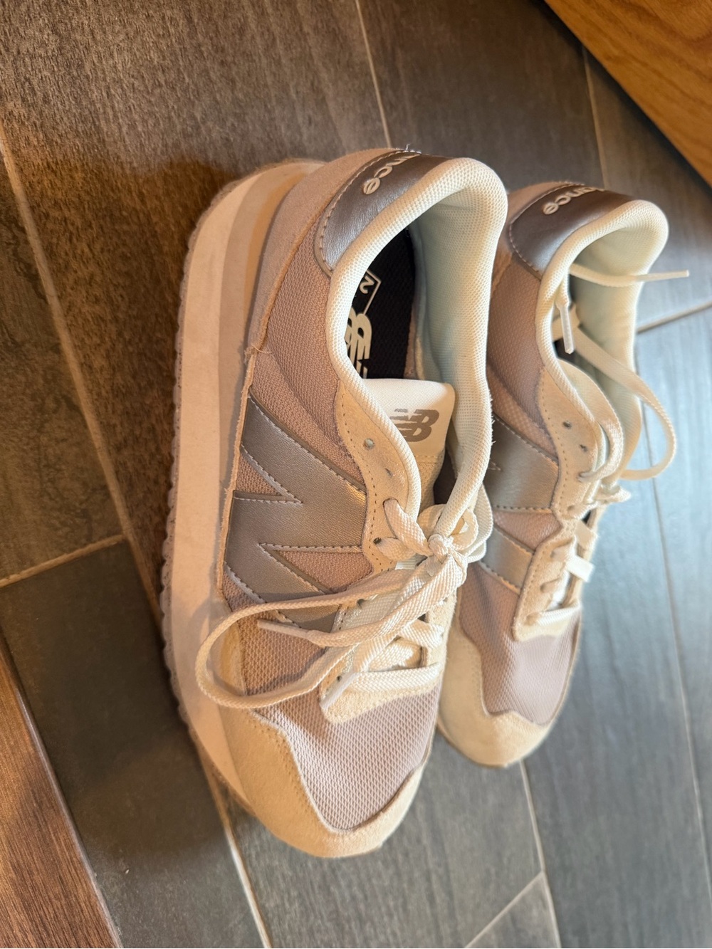 New Balance Cream & White Classic Runner Sneakers